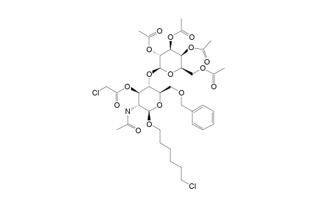 6-CHLOROHEXYL-2-ACETAMIDO-4-O-(2,3,4,6-TETRA-O-ACETYL-BETA-D-GALACTOPYRANOSYL)-6-O-BENZYL-3-O-(CHLOROACETYL)-2-DEOXY-BETA-D-GLUCOPYRANOSIDE