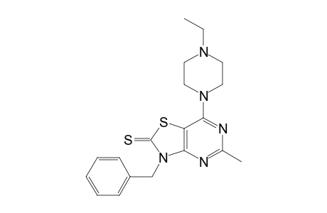 Thiazolo[4,5-d]pyrimidine-2(3H)-thione, 7-(4-ethyl-1-piperazinyl)-5-methyl-3-(phenylmethyl)-
