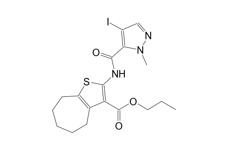 propyl 2-{[(4-iodo-1-methyl-1H-pyrazol-5-yl)carbonyl]amino}-5,6,7,8-tetrahydro-4H-cyclohepta[b]thiophene-3-carboxylate