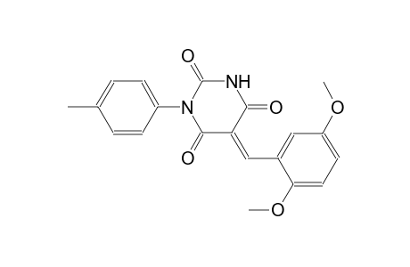 (5E)-5-(2,5-dimethoxybenzylidene)-1-(4-methylphenyl)-2,4,6(1H,3H,5H)-pyrimidinetrione