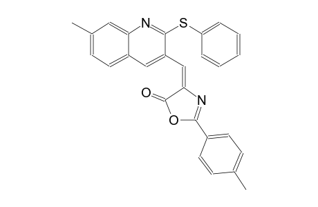 5(4H)-oxazolone, 2-(4-methylphenyl)-4-[[7-methyl-2-(phenylthio)-3-quinolinyl]methylene]-, (4E)-