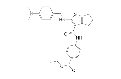 benzoic acid, 4-[[[2-[[[4-(dimethylamino)phenyl]methyl]amino]-5,6-dihydro-4H-cyclopenta[b]thien-3-yl]carbonyl]amino]-, ethyl ester