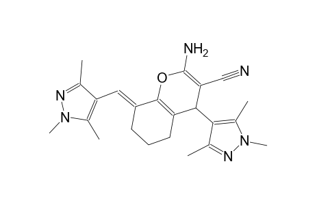 (8E)-2-amino-4-(1,3,5-trimethyl-1H-pyrazol-4-yl)-8-[(1,3,5-trimethyl-1H-pyrazol-4-yl)methylene]-5,6,7,8-tetrahydro-4H-chromene-3-carbonitrile