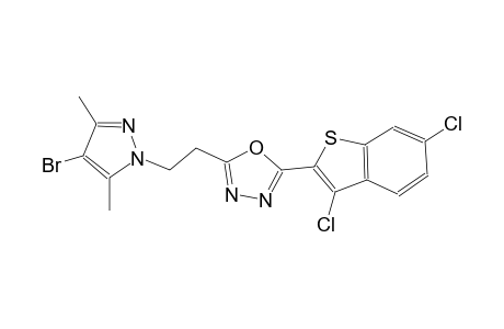 2-[2-(4-bromo-3,5-dimethyl-1H-pyrazol-1-yl)ethyl]-5-(3,6-dichloro-1-benzothien-2-yl)-1,3,4-oxadiazole