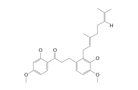 3-[2-[(2E)-3,7-dimethylocta-2,6-dienyl]-3-hydroxy-4-methoxyphenyl]-1-(2-hydroxy-4-methoxyphenyl)propan-1-one