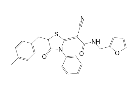 (2E)-2-cyano-N-(2-furylmethyl)-2-[5-(4-methylbenzyl)-4-oxo-3-phenyl-1,3-thiazolidin-2-ylidene]ethanamide