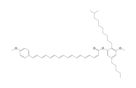 2,4,6,8,10,12,14,16-Heptadecaoctaenoic acid, 17-(4-methoxyphenyl)-, 3-methoxy-2-(9-methyldecyl)-5-pentylphenyl ester