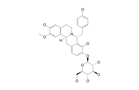(+)-10-O-(beta-GLUCOPYRANOSYL)-8alpha-(4'-HYDROXYBENZYL)-2-METHOXYBERBIN-3,9-DIOL