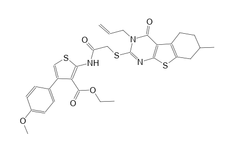 3-thiophenecarboxylic acid, 2-[[[[3,4,5,6,7,8-hexahydro-7-methyl-4-oxo-3-(2-propenyl)benzo[4,5]thieno[2,3-d]pyrimidin-2-yl]thio]acetyl]amino]-4-(4-methoxyphenyl)-, ethyl ester