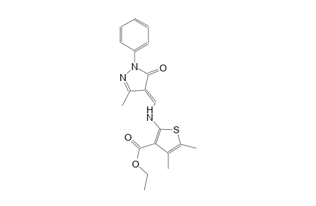 ethyl 4,5-dimethyl-2-{[(E)-(3-methyl-5-oxo-1-phenyl-1,5-dihydro-4H-pyrazol-4-ylidene)methyl]amino}-3-thiophenecarboxylate