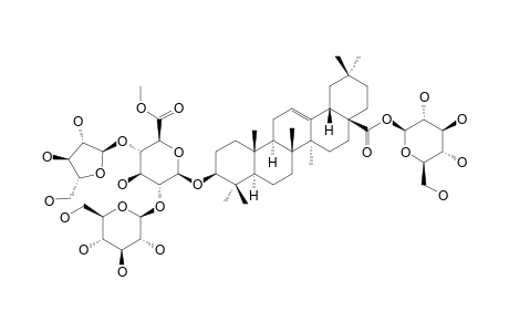 TARASAPONIN-IV-METHYLESTER;BETA-D-GLUCOPYRANOSYL-OLEANOLATE-3-O-[BETA-D-GLUCOPYRANOSYL-(1->2)]-[ALPHA-L-ARABINOFURANOSYL-(1->4)]-BETA-D-GLUCURONOPY