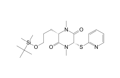 2,5-Piperazinedione, 3-[3-[[(1,1-dimethylethyl)dimethylsilyl]oxy]propyl]-1,4-dimethyl-6-(2 -pyridinylthio)-, cis-(.+-.)-