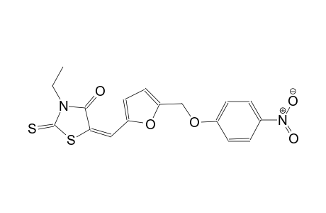 (5E)-3-ethyl-5-({5-[(4-nitrophenoxy)methyl]-2-furyl}methylene)-2-thioxo-1,3-thiazolidin-4-one