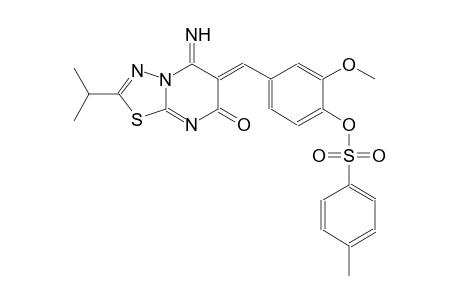 7H-[1,3,4]thiadiazolo[3,2-a]pyrimidin-7-one, 5,6-dihydro-5-imino-6-[[3-methoxy-4-[[(4-methylphenyl)sulfonyl]oxy]phenyl]methylene]-2-(1-methylethyl)-, (6Z)-