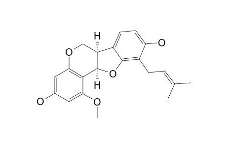 1-METHOXY-PHASEOLLIDIN;3,9-DIHYDROXY-10-(3',3'-DIMETHYLALLYL)-1-METHOXY-[6A-R,11A-R]-PTEROCARPAN