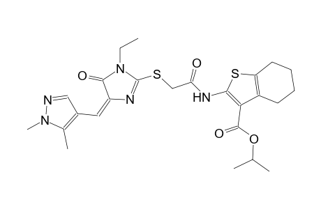 isopropyl 2-{[({(4E)-4-[(1,5-dimethyl-1H-pyrazol-4-yl)methylene]-1-ethyl-5-oxo-4,5-dihydro-1H-imidazol-2-yl}sulfanyl)acetyl]amino}-4,5,6,7-tetrahydro-1-benzothiophene-3-carboxylate