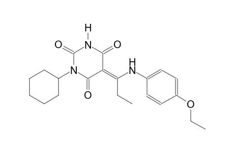 (5E)-1-cyclohexyl-5-[1-(4-ethoxyanilino)propylidene]-2,4,6(1H,3H,5H)-pyrimidinetrione