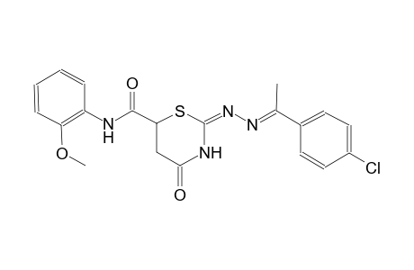 (2E)-2-{(2E)-2-[1-(4-chlorophenyl)ethylidene]hydrazono}-N-(2-methoxyphenyl)-4-oxo-1,3-thiazinane-6-carboxamide