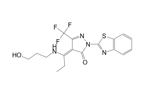 (4E)-2-(1,3-benzothiazol-2-yl)-4-{1-[(3-hydroxypropyl)amino]propylidene}-5-(trifluoromethyl)-2,4-dihydro-3H-pyrazol-3-one