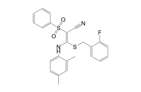 2-propenenitrile, 3-[(2,4-dimethylphenyl)amino]-3-[[(2-fluorophenyl)methyl]thio]-2-(phenylsulfonyl)-, (2E)-