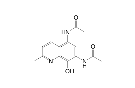 N-(7-acetamido-2-methyl-8-oxidanyl-quinolin-5-yl)ethanamide