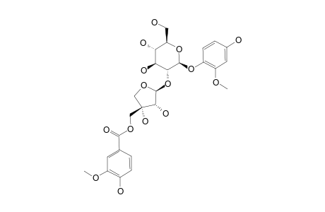 MILLETTIASPECOSIDE-A;2-METHOXY-4-HYDROXYPHENYL-1-O-BETA-D-[5-O-(4-HYDROXY-3-METHOXYBENZOYL)]-APIOFURANOSYL-(1->2)-BETA-D-GLUCOPYRANOSIDE
