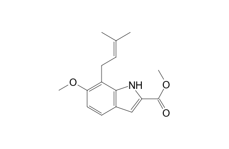 1H-Indole-2-carboxylic acid, 6-methoxy-7-(3-methyl-2-butenyl)-, methyl ester