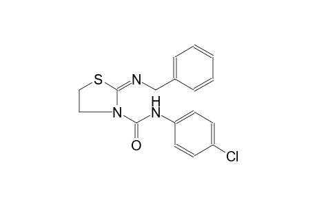 (2E)-N-(4-chlorophenyl)-2-{[(E)-phenylmethyl]imino}-1,3-thiazolidine-3-carboxamide