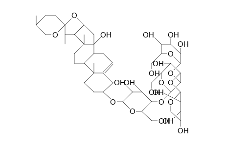 3-O.beta.-D-Lycotetraosyl-(25S)-spirost-5-en-3.beta.,14.alpha.-diol, (Lycotetr.gluc.-(1-2)-uxyl.-(1-3)-E-gluc.-(1-4)-galact