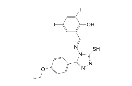 2-((E)-{[3-(4-ethoxyphenyl)-5-sulfanyl-4H-1,2,4-triazol-4-yl]imino}methyl)-4,6-diiodophenol