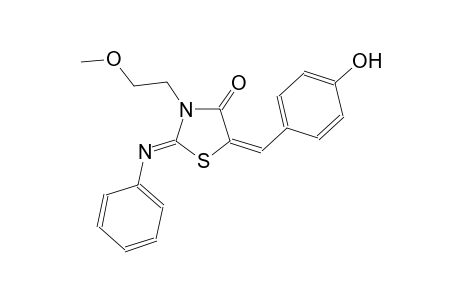 (2Z,5E)-5-(4-hydroxybenzylidene)-3-(2-methoxyethyl)-2-(phenylimino)-1,3-thiazolidin-4-one