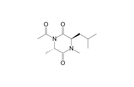 (3R,6S)-1-Acetyl-4,6-dimethyl-3-(2-methylpropyl)piperazine-2,5-dione