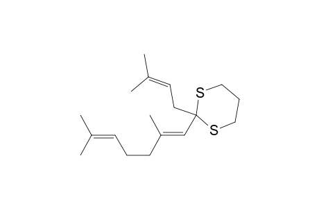 1,3-Dithiane, 2-(2,6-dimethyl-1,5-heptadienyl)-2-(3-methyl-2-butenyl)-, (E)-