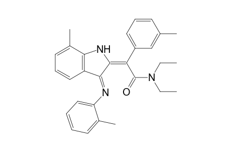 2-[N,N-Diethyl-1'-carbamoyl-1'-(3"'-tolyl)methylidene]-7-methyl-3-(2"-tolyl)imino-1H-indole