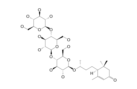 PIPELOSIDE-A;(6R,9S)-9-HYDROXY-4-MEGASTIGMENE-9-O-BETA-D-GLUCOPYRANOSYL-(1->4)-O-BETA-D-GLUCOPYRANOSYL-(1->4)-O-BETA-D-GLUCOPYRANOSIDE