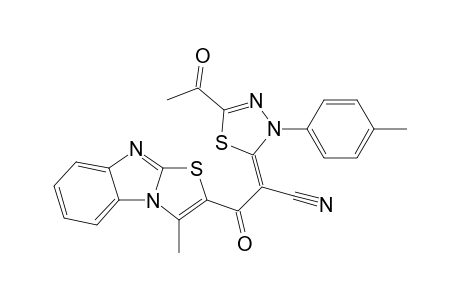 2-[5'-Acetyl-3'-(p-tolyl)-3H-(1,3,4)-thiadiazol-2'-ylidene]-3-(3"-methylthiazolo[3,2-a]benzimidazol-2"-yl)-3-oxopropionitrile