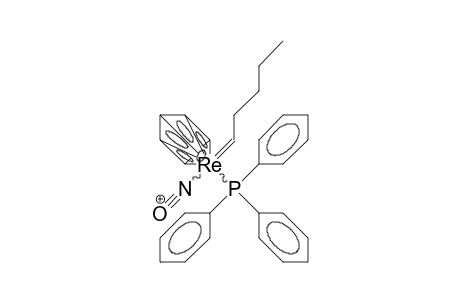 Cyclopentadienyl-nitrosyl-pentylidene-triphenylphosphino rhenium cation