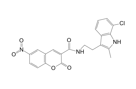N-[2-(7-chloranyl-2-methyl-1H-indol-3-yl)ethyl]-6-nitro-2-oxidanylidene-chromene-3-carboxamide
