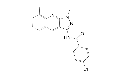 4-chloro-N-(1,8-dimethyl-1H-pyrazolo[3,4-b]quinolin-3-yl)benzamide