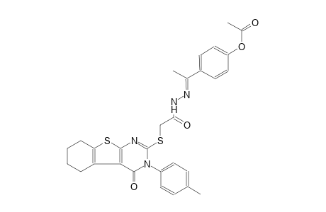 4-[(1E)-N-({[3-(4-methylphenyl)-4-oxo-3,4,5,6,7,8-hexahydro[1]benzothieno[2,3-d]pyrimidin-2-yl]sulfanyl}acetyl)ethanehydrazonoyl]phenyl acetate