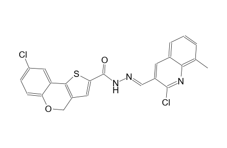 8-chloro-N'-[(E)-(2-chloro-8-methyl-3-quinolinyl)methylidene]-4H-thieno[3,2-c]chromene-2-carbohydrazide
