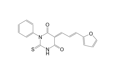 4,6(1H,5H)-pyrimidinedione, 5-[(2E)-3-(2-furanyl)-2-propenylidene]dihydro-1-phenyl-2-thioxo-, (5E)-