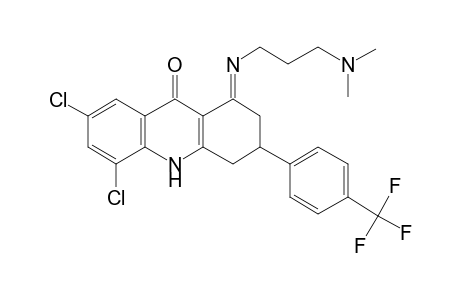 (1E)-5,7-Dichloro-1-([(E)-3-(dimethylamino)propyl]imino)-3-[4-(trifluoromethyl)phenyl]-1,3,4,10-tetrahydro-9(2H)-acridinone