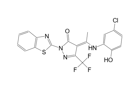 (4E)-2-(1,3-benzothiazol-2-yl)-4-[1-(5-chloro-2-hydroxyanilino)ethylidene]-5-(trifluoromethyl)-2,4-dihydro-3H-pyrazol-3-one