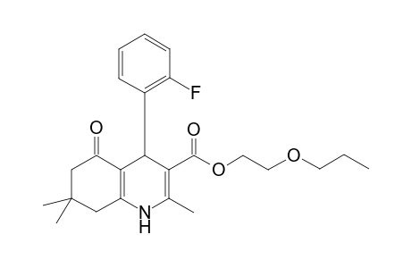 2-Propoxyethyl 4-(2-fluorophenyl)-2,7,7-trimethyl-5-oxidanylidene-1,4,6,8-tetrahydroquinoline-3-carboxylate