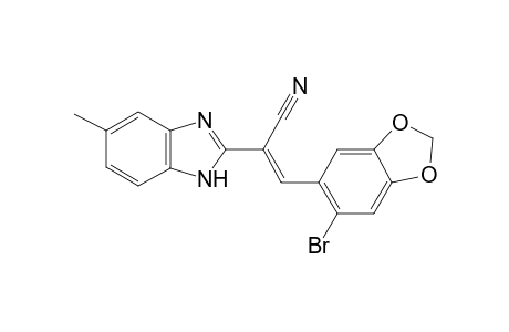 (E)-3-(6-bromanyl-1,3-benzodioxol-5-yl)-2-(6-methyl-1H-benzimidazol-2-yl)prop-2-enenitrile