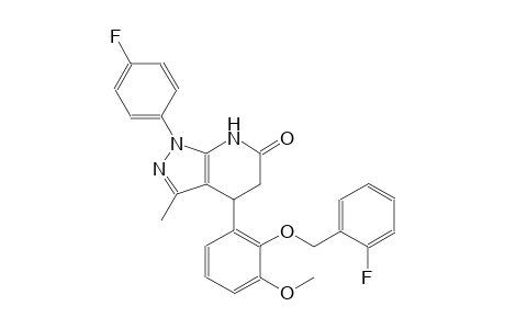 6H-pyrazolo[3,4-b]pyridin-6-one, 1-(4-fluorophenyl)-4-[2-[(2-fluorophenyl)methoxy]-3-methoxyphenyl]-1,4,5,7-tetrahydro-3-methyl-