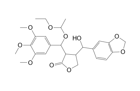 4-[.alpha.-(4,5-Methylenedioxyphenyl)hydroxymethyl]-3-[1-(3,4,5-trimethoxyphenyl)-3-methyl-2,4-dioxahexyl]tetrahydrofuran-2-one