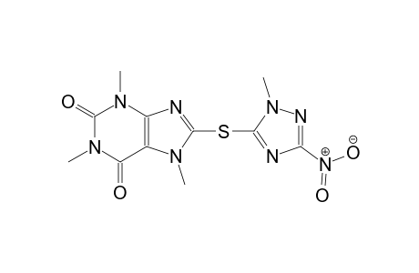 1,3,7-trimethyl-8-[(1-methyl-3-nitro-1H-1,2,4-triazol-5-yl)sulfanyl]-3,7-dihydro-1H-purine-2,6-dione