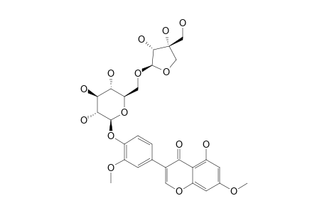 4',5-DIHYDROXY-3',7-DIMETHOXYISOFLAVONE_4'-O-BETA-D-APIOFURANOSYL-(1->6)-BETA-D-GLUCOPYRANOSIDE